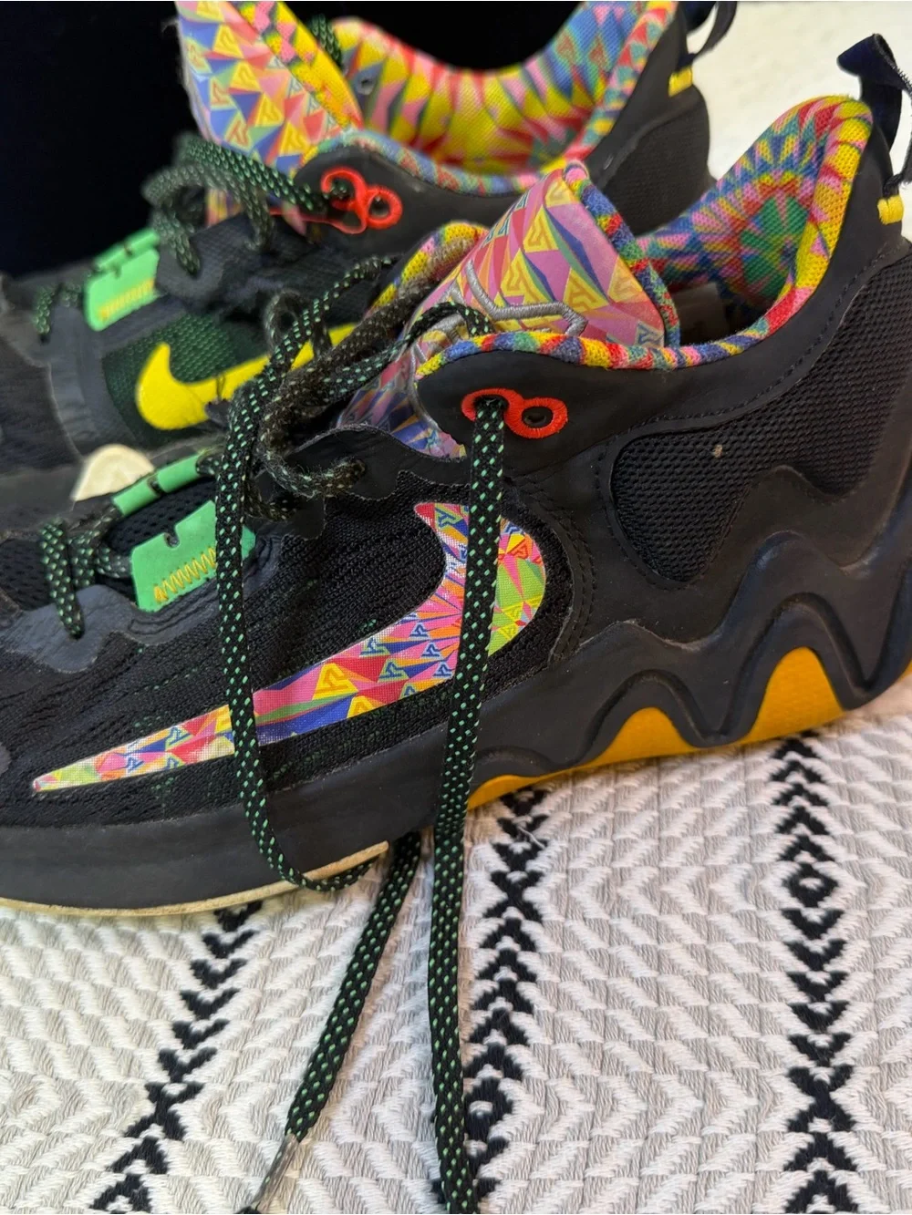 Nike Kids Black Sneakers with Yellow and Multicolor Accents Gianni’s immortality